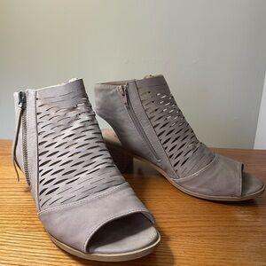 Diba Peep Toe Caged Suede Ankle Sandals